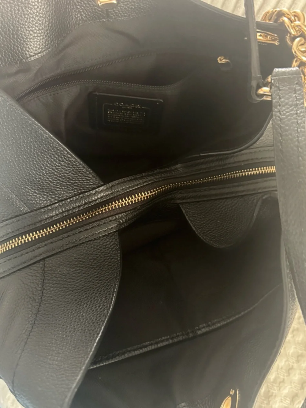 Coach Black Pebbled Leather Shoulder Bag with Gold Hardware - Picture 11 of 16